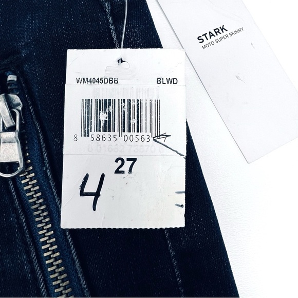 Hudson Jeans Stark Moto Pant Skinny Blue Wild Dark Wash Blue Size 27 (4) New NWT - Picture 9 of 12